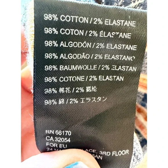 Free People XS Striped Flare Pants Blue Orange Textured High Waist Boho Retro - Picture 8 of 10